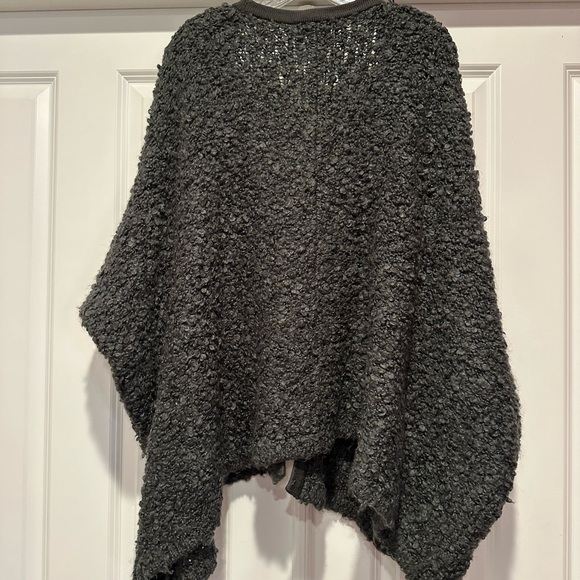Calvin Klein Boho Open Front Grey Chunky Knit Batwing Oversized Cardigan M - Picture 6 of 9